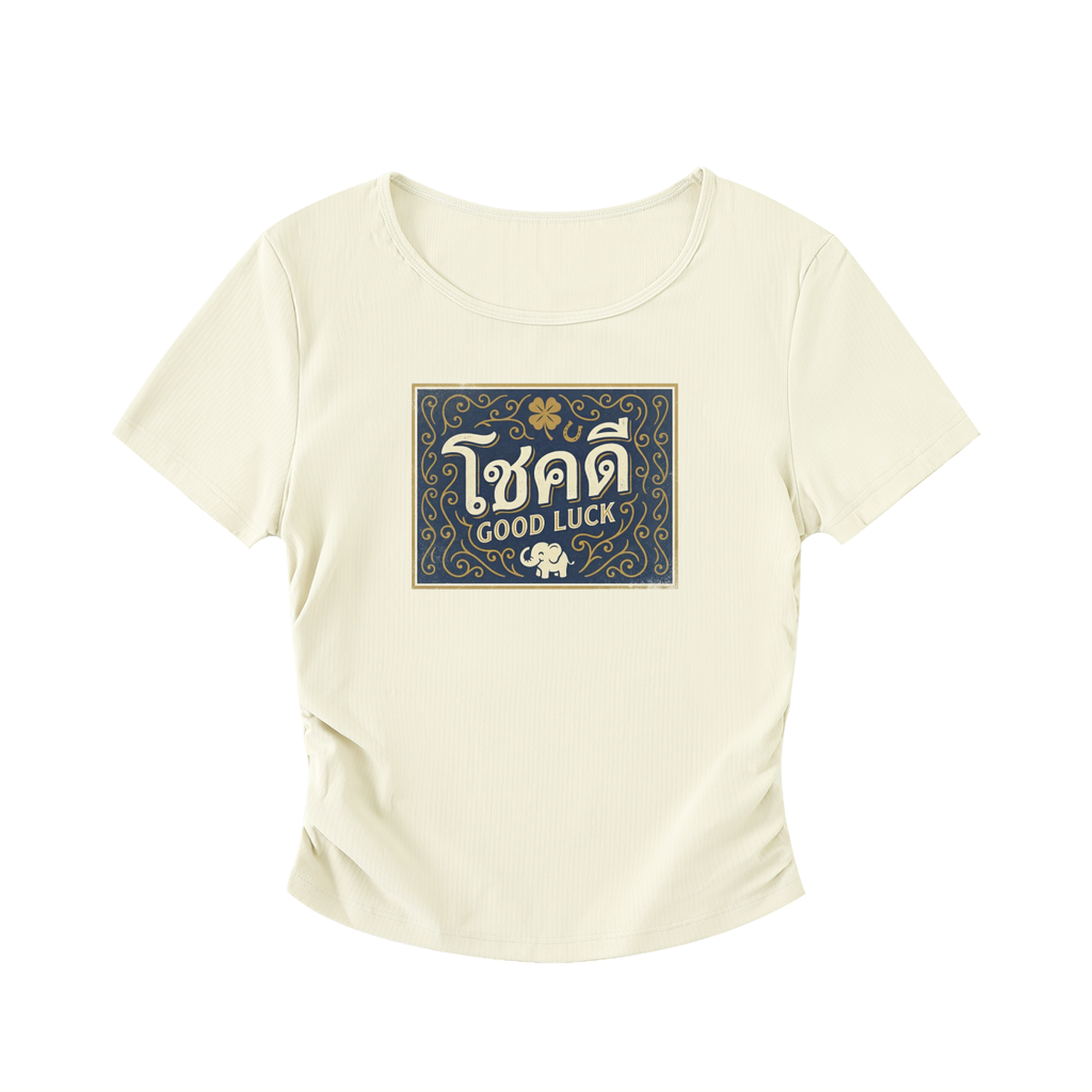 Good Luck - Ruched Bodycon Crop Top