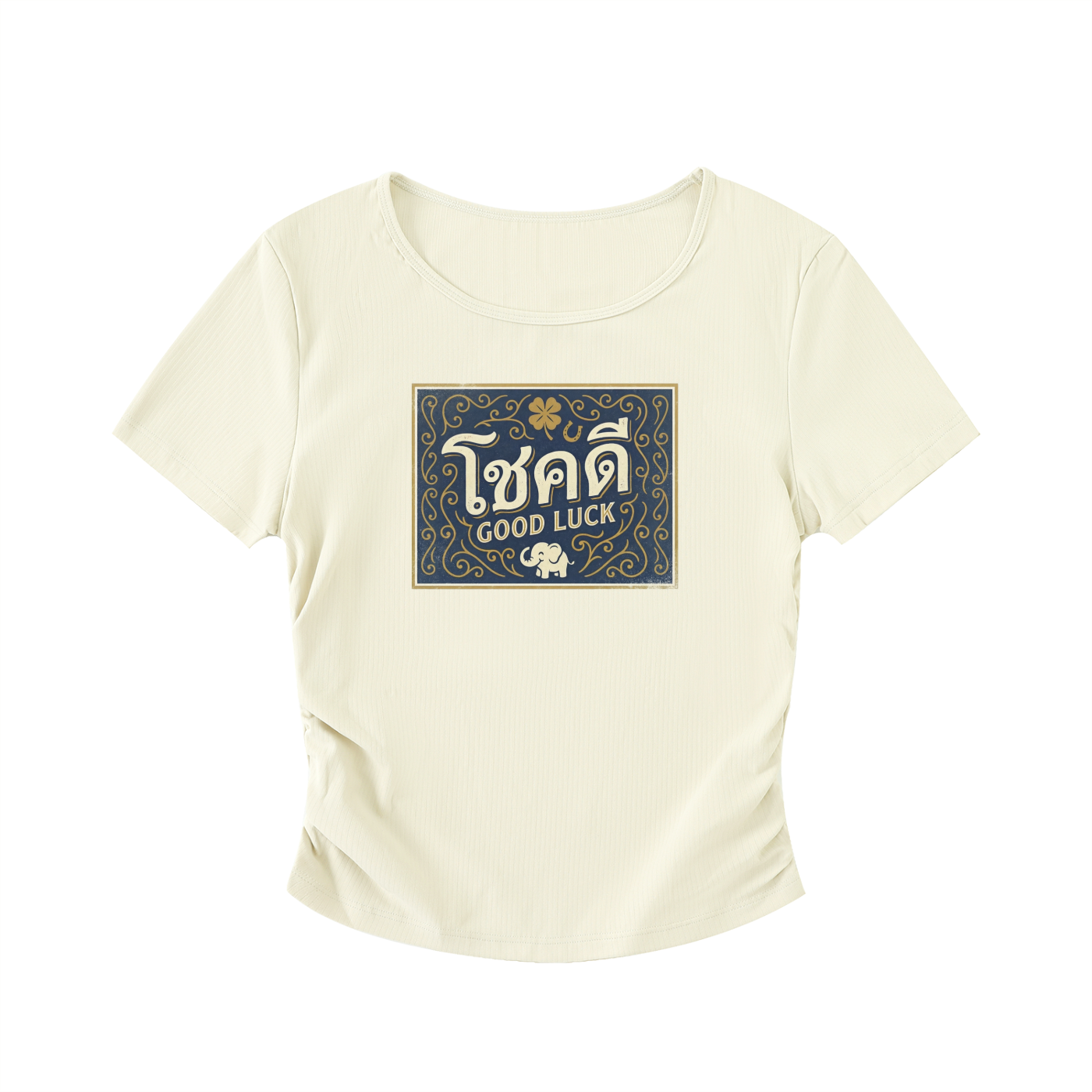 Good Luck - Ruched Bodycon Crop Top