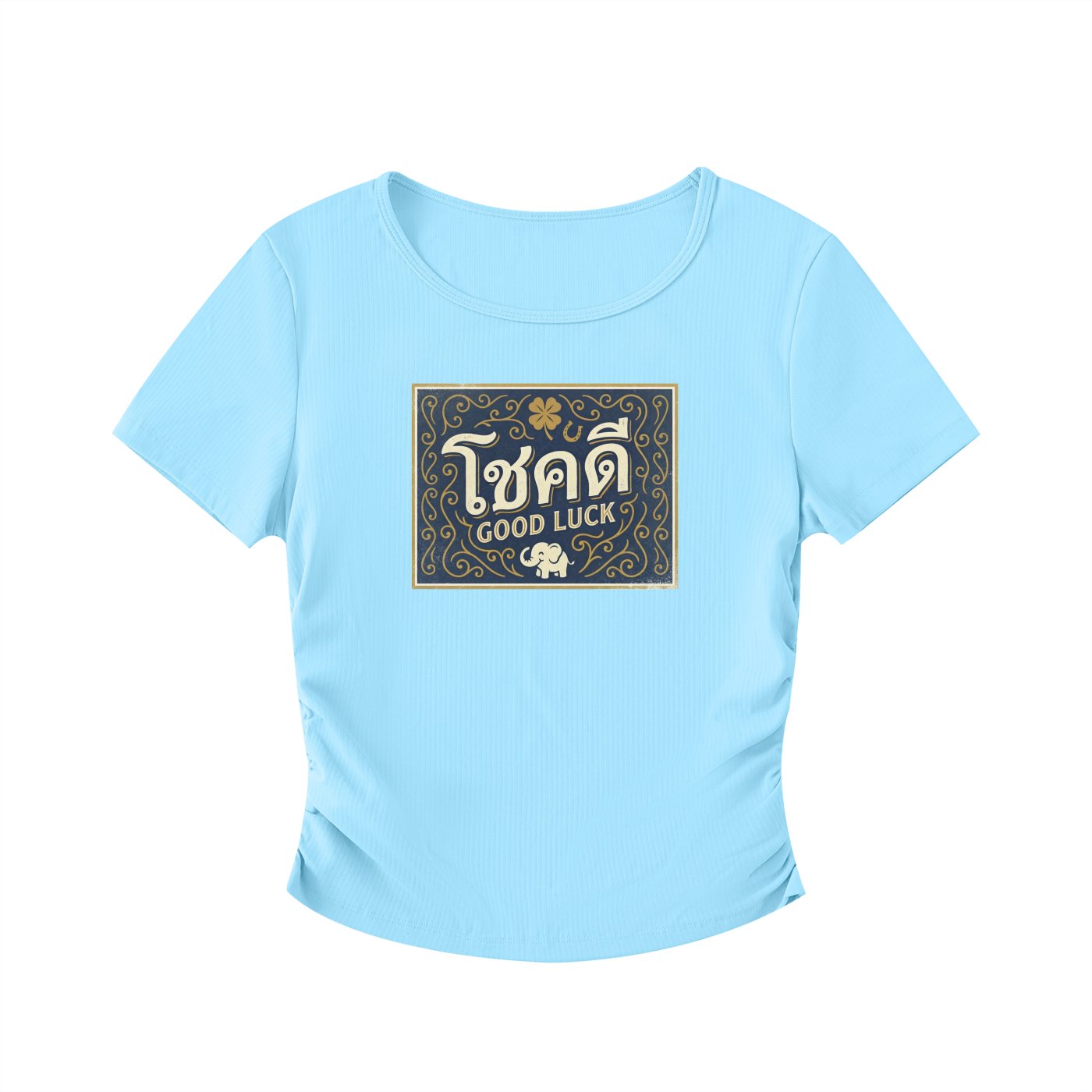 Good Luck - Ruched Bodycon Crop Top